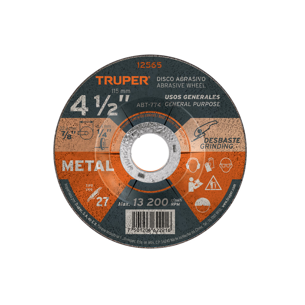 disco-desbaste-metal-tipo-27-4-1-2-pulgada-1-pieza-truper-12565