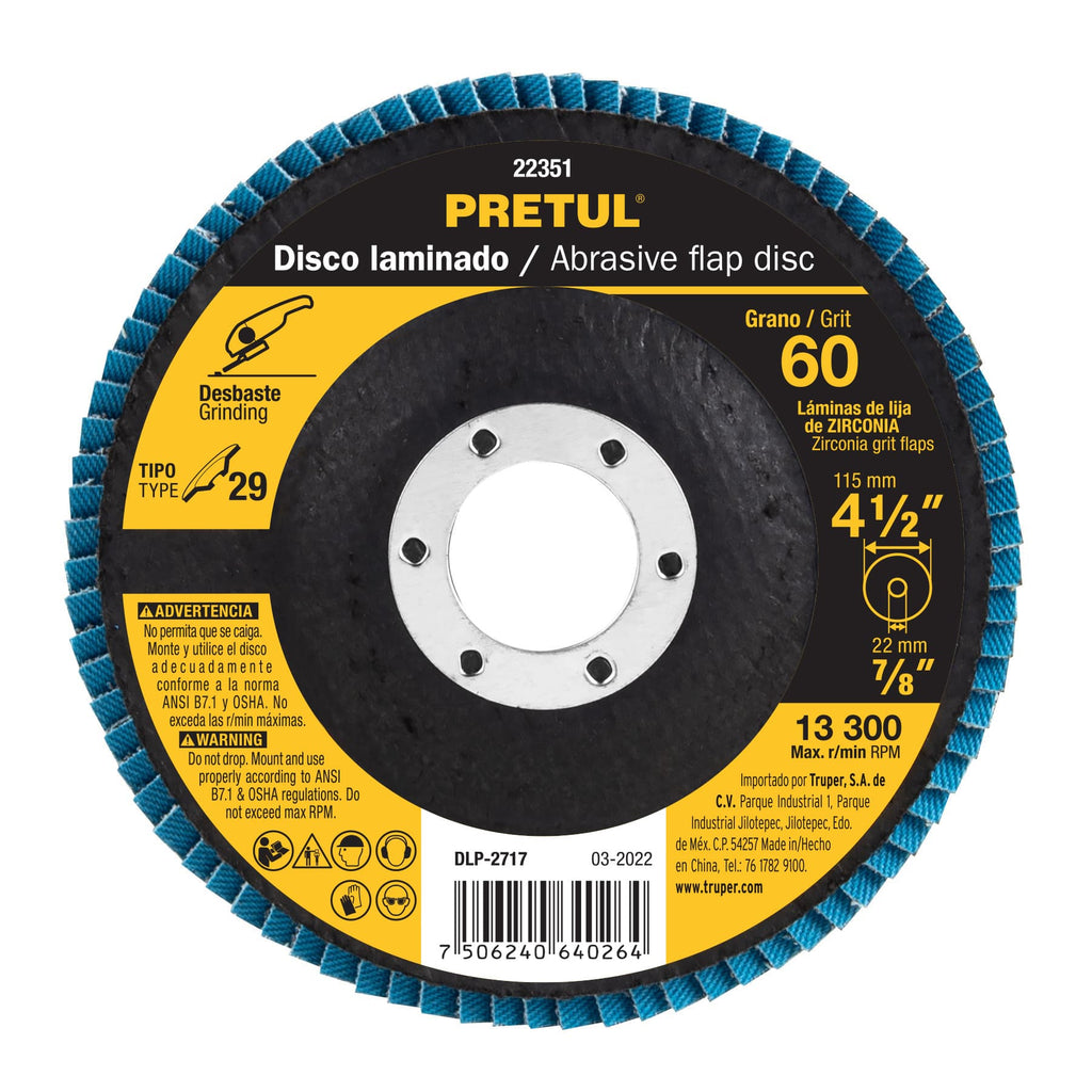 disco-laminado-4-1-2-pulgada-grano-60-1-pieza-truper-pretul-22351