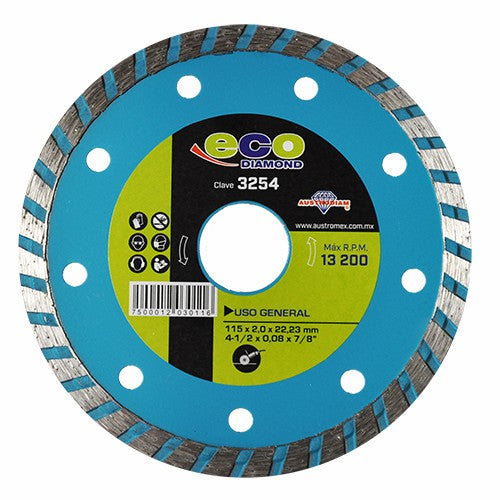 Disco 3254 eco diamante 4 1/2”turbo Austromex freeshipping - Casco de Oro Ferreterías