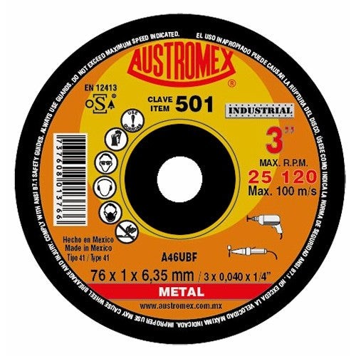 Disco 501 corte metal 3”x1mm Austromex freeshipping - Casco de Oro Ferreterías