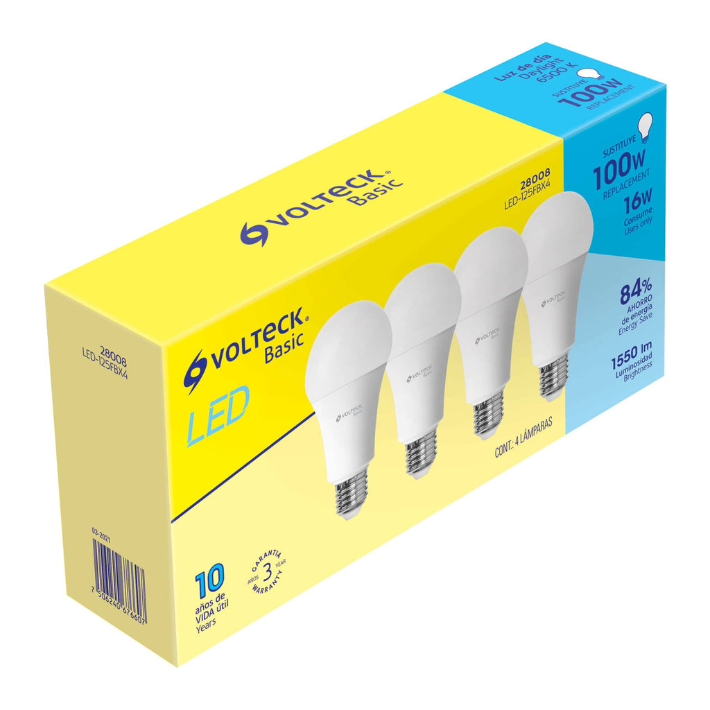 Pack de 4 lámparas de LED, A22, 16 W, luz de día, Basic freeshipping - Casco de Oro Ferreterías