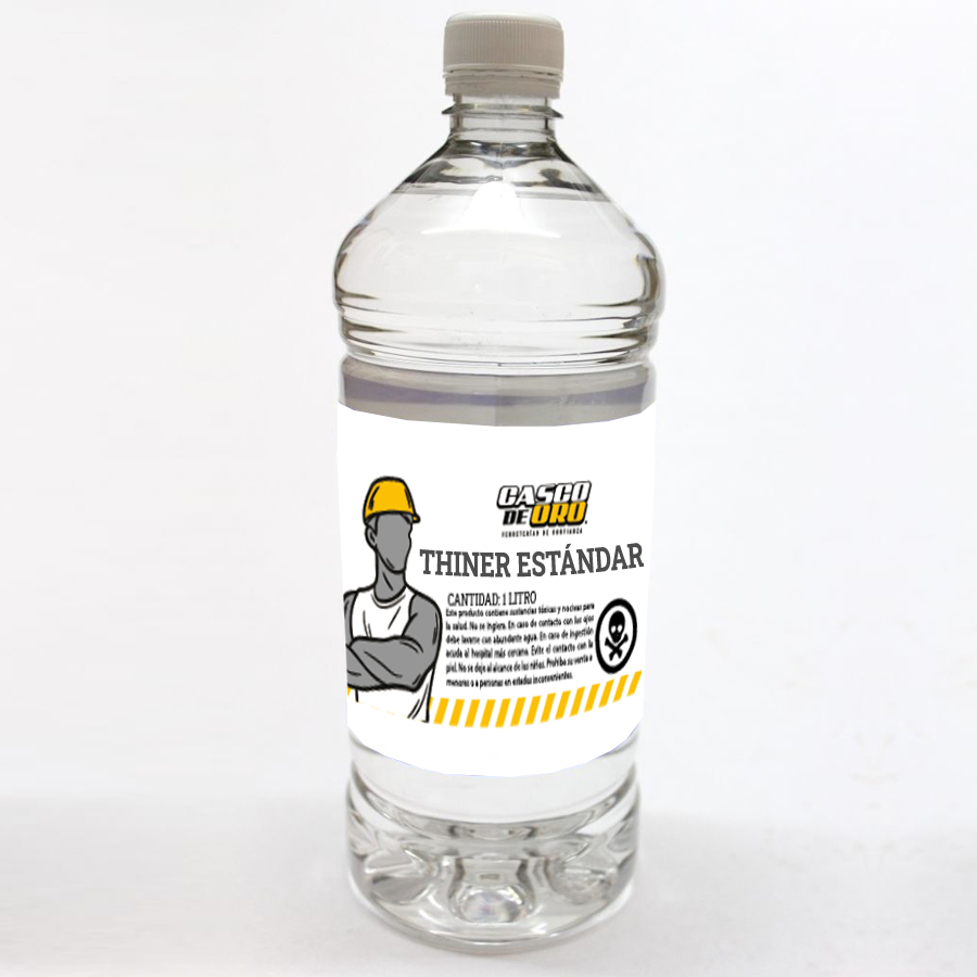 Thinner / Disolvente Estandar botella de 1 lt. freeshipping - Casco de Oro Ferreterías